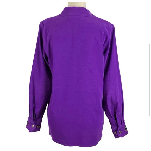 Vintage Bob Mackie Purple Embroidered Suede Wearable Art Shacket Jacket X-Small - Picture 7 of 15